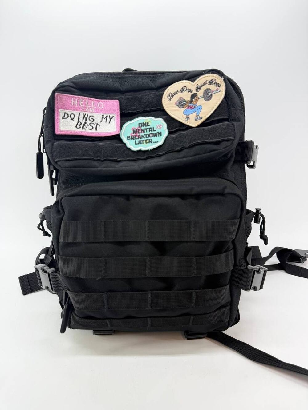 Black Tactical MOLLE Backpack Military Assault Pack Patches 2.35 lb